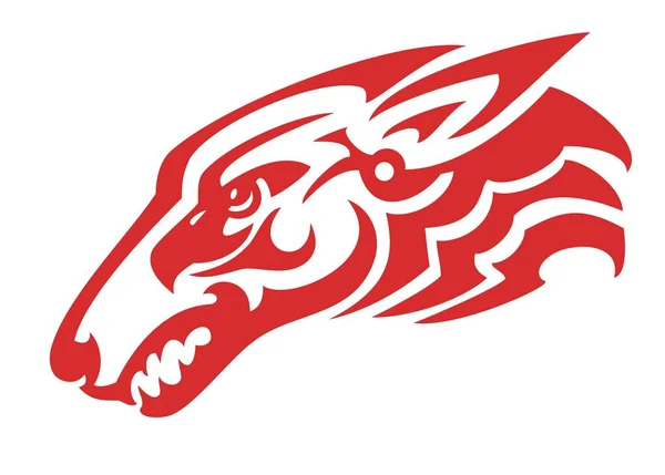 Symbole flamboyant de tête de loup formé par la tête d'un aigle — Image vectorielle