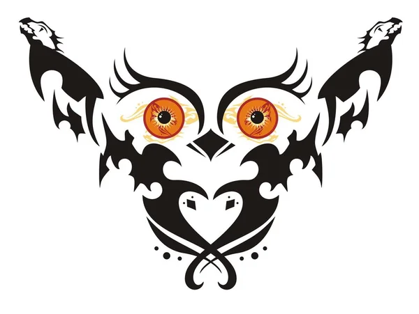 Owl with big orange eyes — Stock Vector