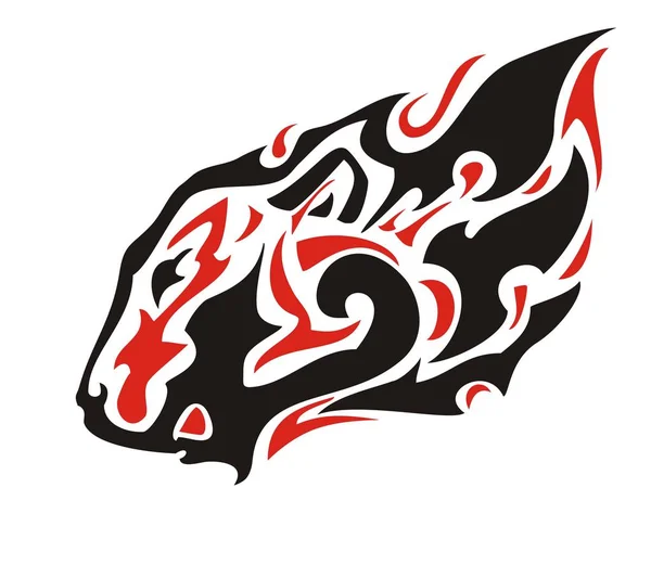 Leão flamejante em cores preto e vermelho — Vetor de Stock