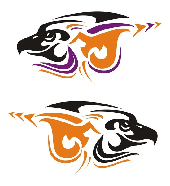 Deux symboles tribaux de tête d'aigle — Image vectorielle