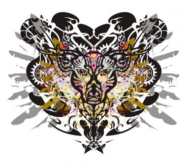 Grunge Geyik kafası kartal zemin karşı