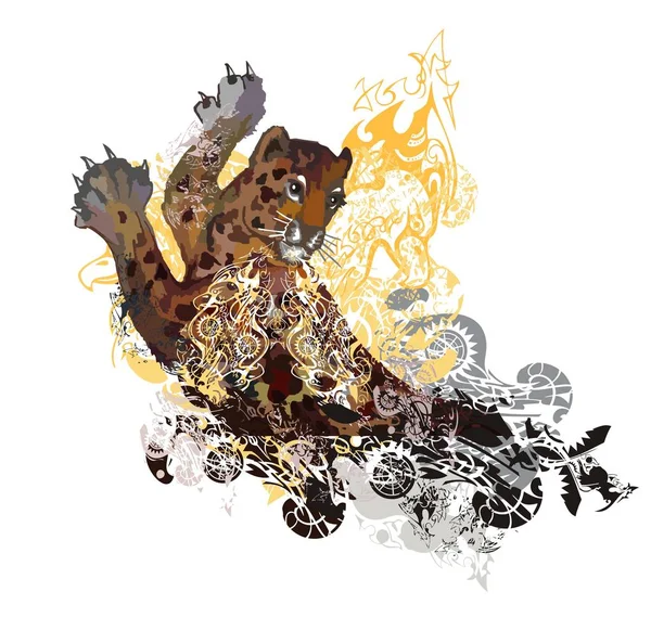 Grunge 纹理多彩豹飞溅 — 图库矢量图片