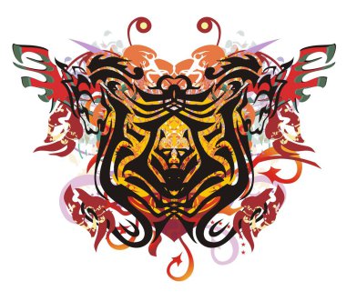 Grunge stilize aslan sıçramalarına kelebek