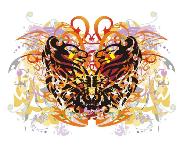 Grunge coloridas salpicaduras de mariposa floral — Vector de stock