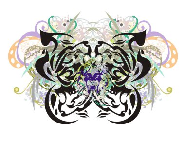 Aslan-kartal kafasının içinde ile süslü çiçek kelebek