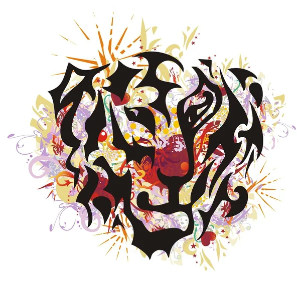 Mascotte tribale de tigre en style grunge — Image vectorielle