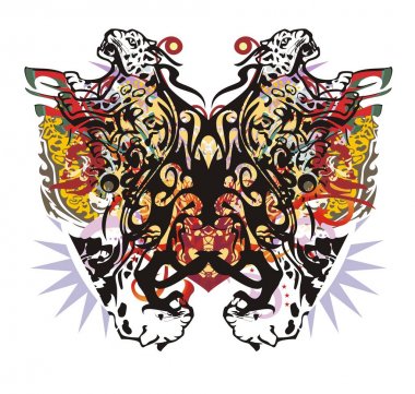 Grunge alışılmadık renkli jaguar kelebek