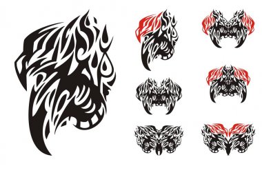 Siyah ve kırmızı tonlarda aşiret eaglle sembolleri