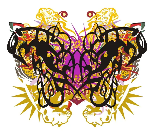 Colorido adornado salpicaduras de mariposa — Vector de stock