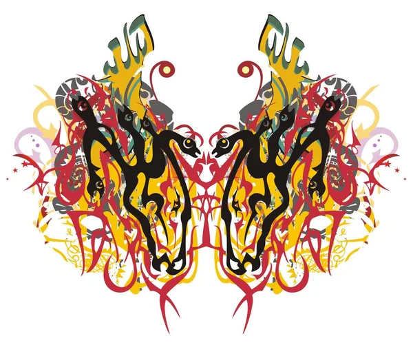 Grunge Motif Papillon Tribal Linéaire Majestueuses Ailes Papillon Symbolisant Puissance — Image vectorielle