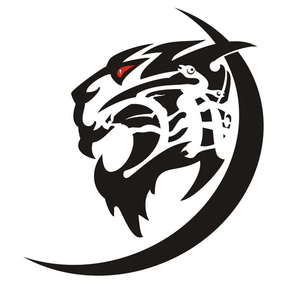 Агресивна Піктограма Тигра Татуювання Гострої Голови Тигра Чорне Білому — стоковий вектор