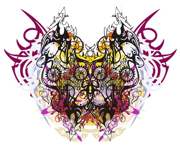 Grunge Mariposa Águila Lineal Fantástica Mariposa Abstracta Tribal Creada Partir — Archivo Imágenes Vectoriales