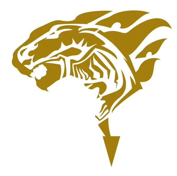 Goldenes Löwensymbol Mit Pferdekopf Drinnen Fantastische Brüllende Löwenkopf Inspiriert Angst — Stockvektor