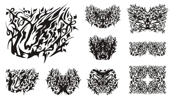 Tribal Lion Horse Symbol Butterflies Abstract Fantastic Aggressive Lion Head — Stock Vector