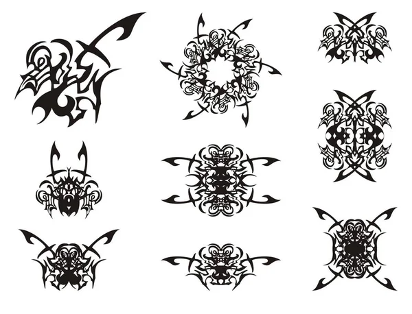 Symboles Abstraits Oiseaux Tribaux Décoratifs Symbole Inhabituel Oiseau Symboles Doubles — Image vectorielle