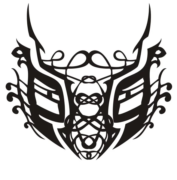 Soyut süslü kabile kedi kafası. Portre harika kedi kafa bukleler ve bükülmüş öğeleri ile stilize. Beyaz üzerine siyah