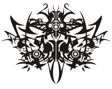 Etnik dekoratif siyah kelebek kanatları. Bir dövme, bir nakış, gravür, vb için sivri öğeleri oluşturduğu soyut kelebek kanatları.