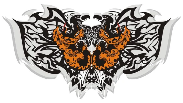 Schmetterlingsflügel Mit Leoparden Kreative Ethnische Schreckliche Schmetterling Von Den Adlerköpfen — Stockvektor