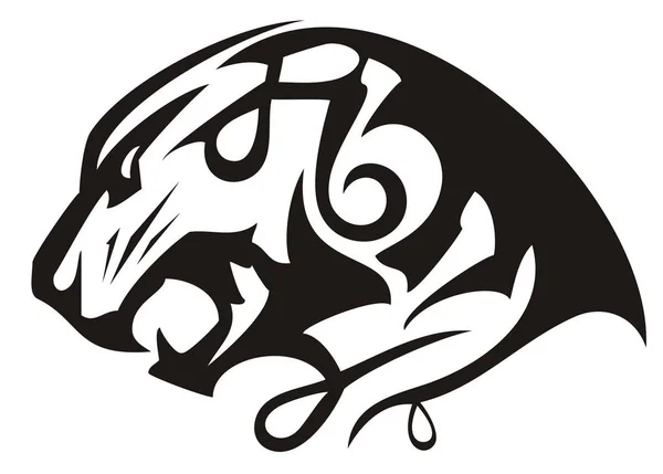 Tigris Fej Lineáris Ikon Morgott Dühös Lakonikus Tigris Fej Szimbólum — Stock Vector