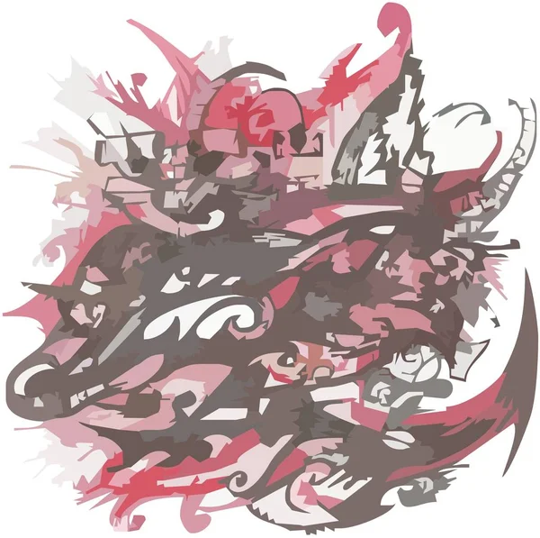 キツネのシンボルなどの抽象的な構成 白い背景に隔離された散布されたキツネの頭 ベクトル図 — ストックベクタ