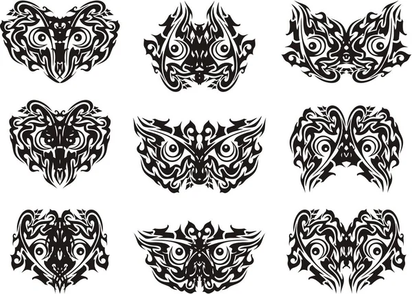 Tribal Ornate Eyes Butterfly Animal Form Abstract Ethnic Butterfly Wings — Stock Vector