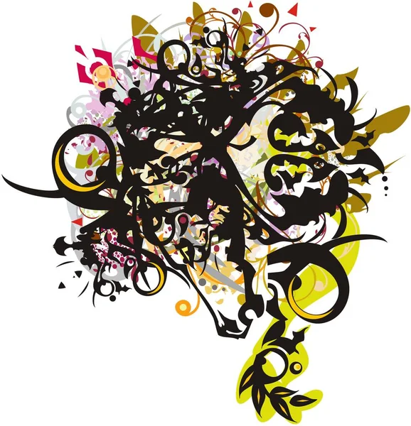 Ozdobny Kolorowy Symbol Konia Kwiatowego Grunge Abstrakcyjna Głowa Konia Kolorowymi — Wektor stockowy