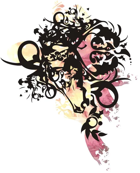 Aquarelle Décorée Éclaboussures Tête Cheval Symbole Floral Coloré Ornemental Sur — Image vectorielle