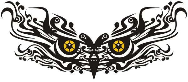 Ornamental Owl Mask Orange Eyes Beautiful Decorative Owl Eyes Holidays — Stock Vector