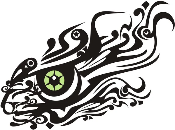 Beautiful Ornamental Eye Fish Form Abstract Eye Symbol Tattoo Textiles — Stock Vector