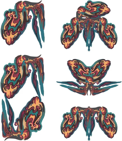 Barevné Rybí Symboly Jako Exotické Květiny Dekorativní Neobvyklé Ryby Oranžově — Stockový vektor