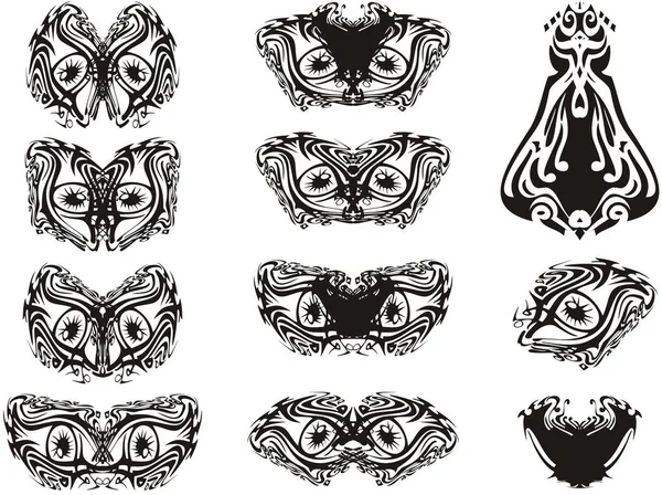 Occhi Ornamentali Come Gufo Elementi Decorativi Simboli Ornati Occhi Gufo — Vettoriale Stock