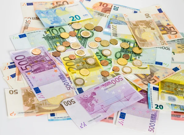 Monnaie Billets et pièces en euros — Photo