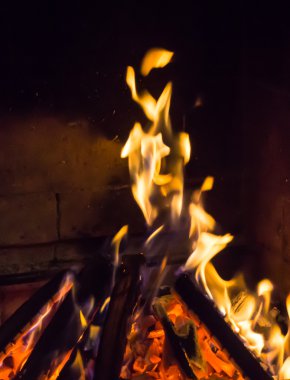 yanan şömine. şenlik ateşi sıcaklık