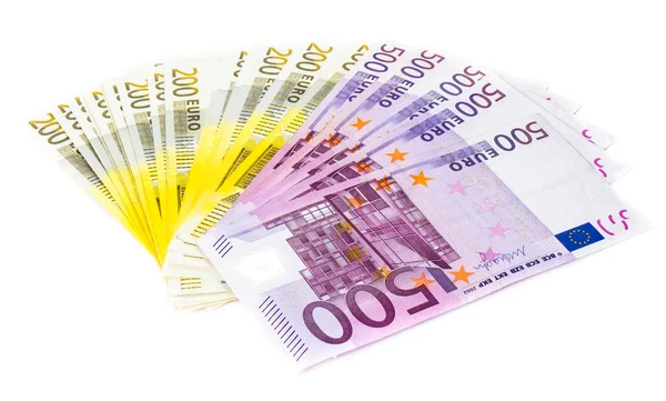 白い背景で隔離ユーロのお金の銀行券 — ストック写真