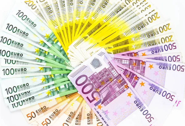 Euro sedel pengar finansiera cash på vit bakgrund — Stockfoto