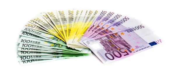 白い背景にユーロ紙幣現金金融 — ストック写真