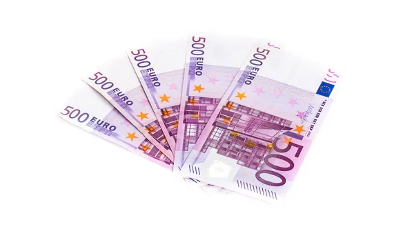 Fem hundra eurosedlar isolerad på vit bakgrund. Likvida m — Stockfoto
