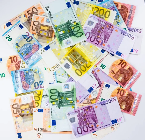 Euro sedel pengar finans konceptet cash på vit bakgrund — Stockfoto