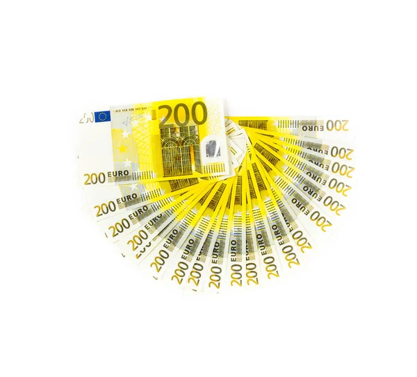 Kétszáz euró számlák elszigetelt fehér background. c bankjegyek — Stock Fotó