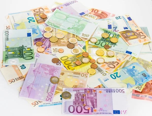 Euro banknote and coins money  finance concept cash on white bac Stock Picture