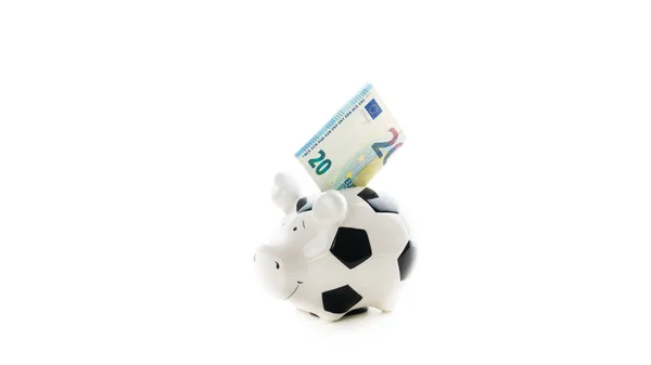 Twenty euro in Piggybank isolated on white background. savings — Stock Photo, Image