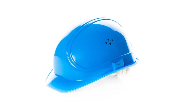 Capacete de segurança azul isolado no fundo branco. engenharia con — Fotografia de Stock