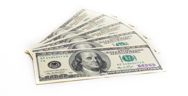 En US dollar sedlar på vit bakgrund. buckes — Stockfoto
