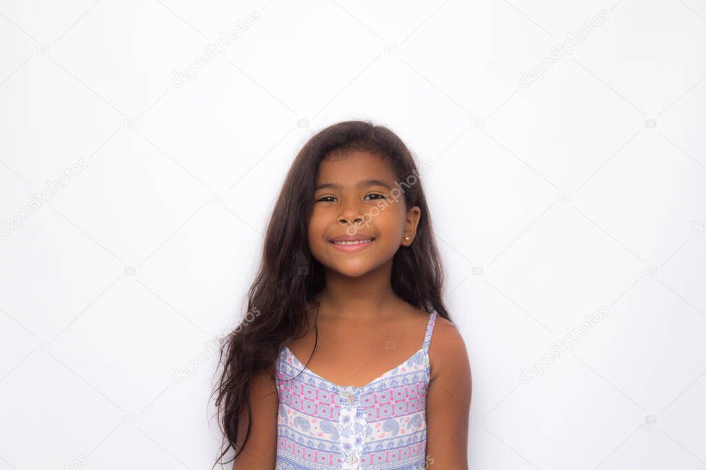 Beautiful happy smiling girl isolated on white.