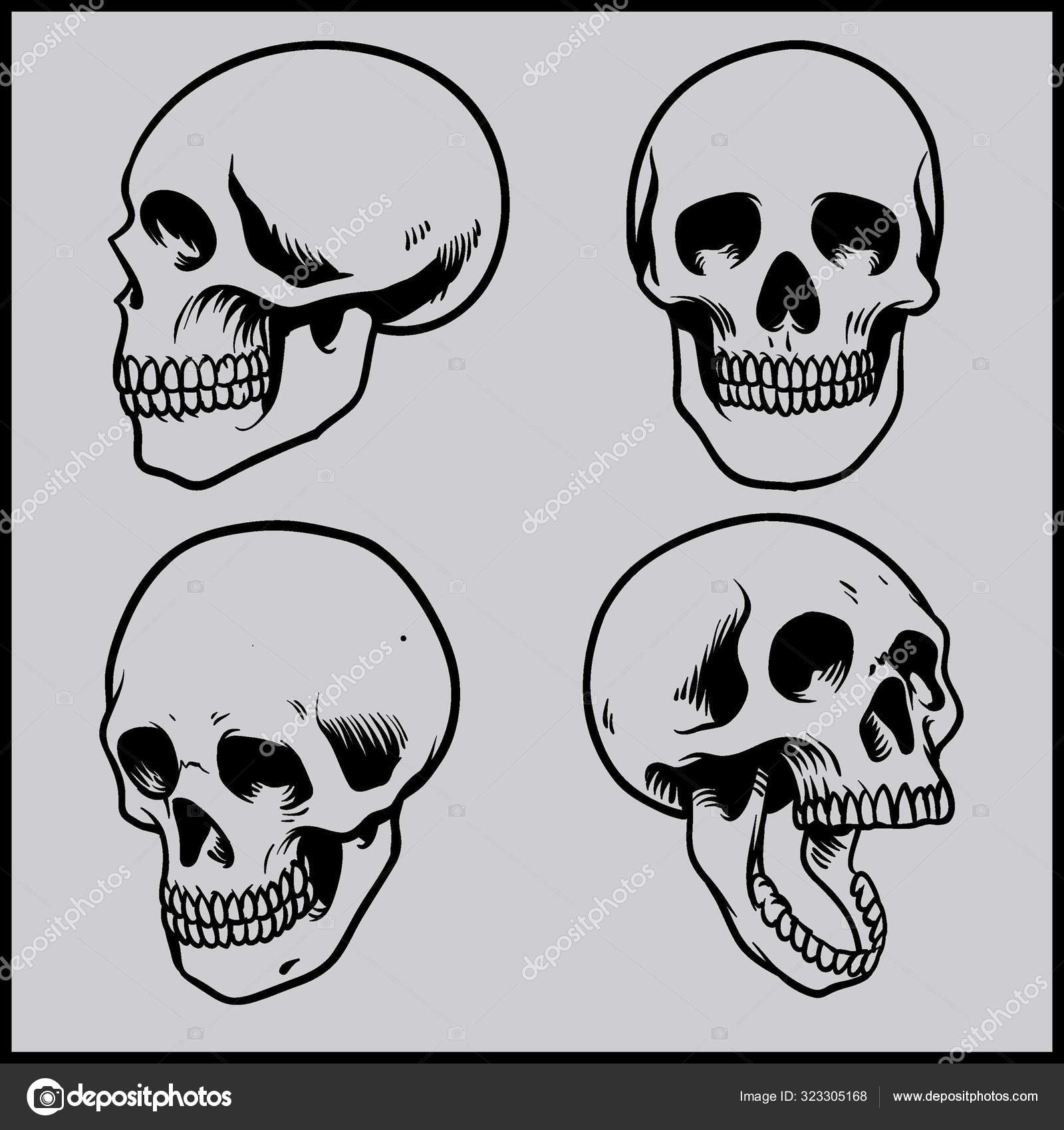 Set Of Warrior Skull Characters Stock Illustration - Download