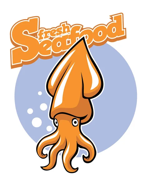 イカの魚介類漫画のキャラクター — ストックベクタ