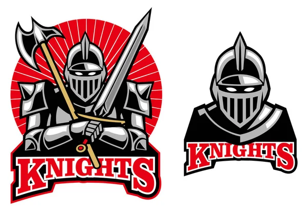 Vector Medieval Knight Mascot Set — Stock Vector