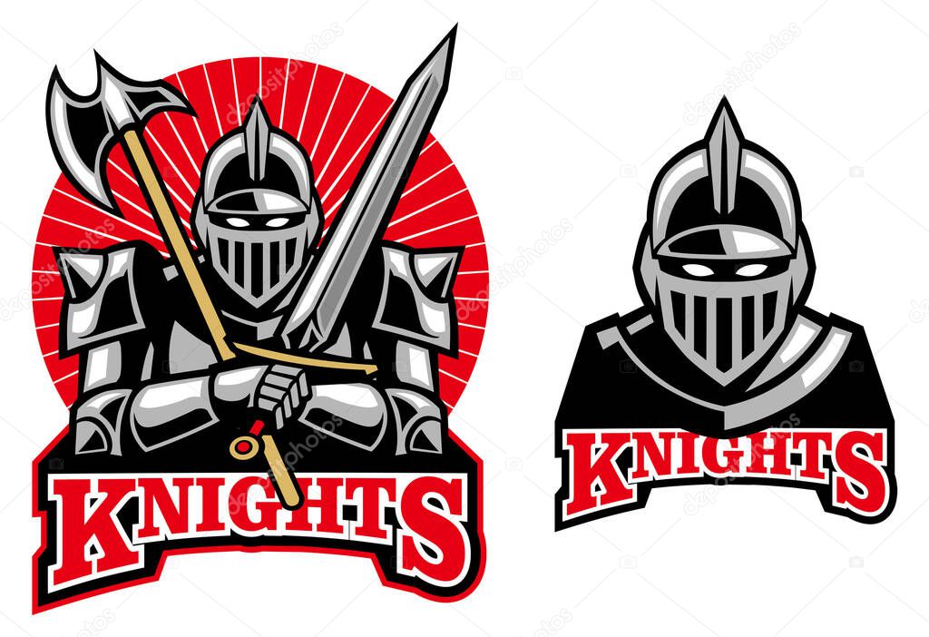 vector of medieval knight mascot set