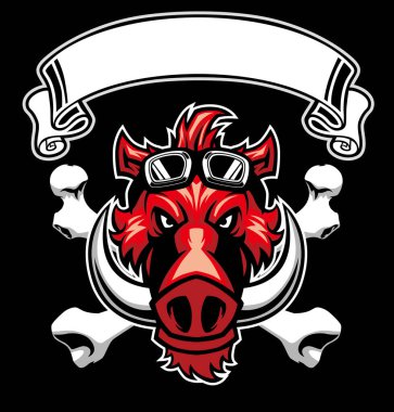 Vahşi domuzlar baş tişört tasarımı