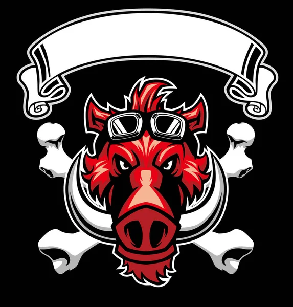 Salvaje Cerdo Cabeza Camiseta Diseño — Vector de stock